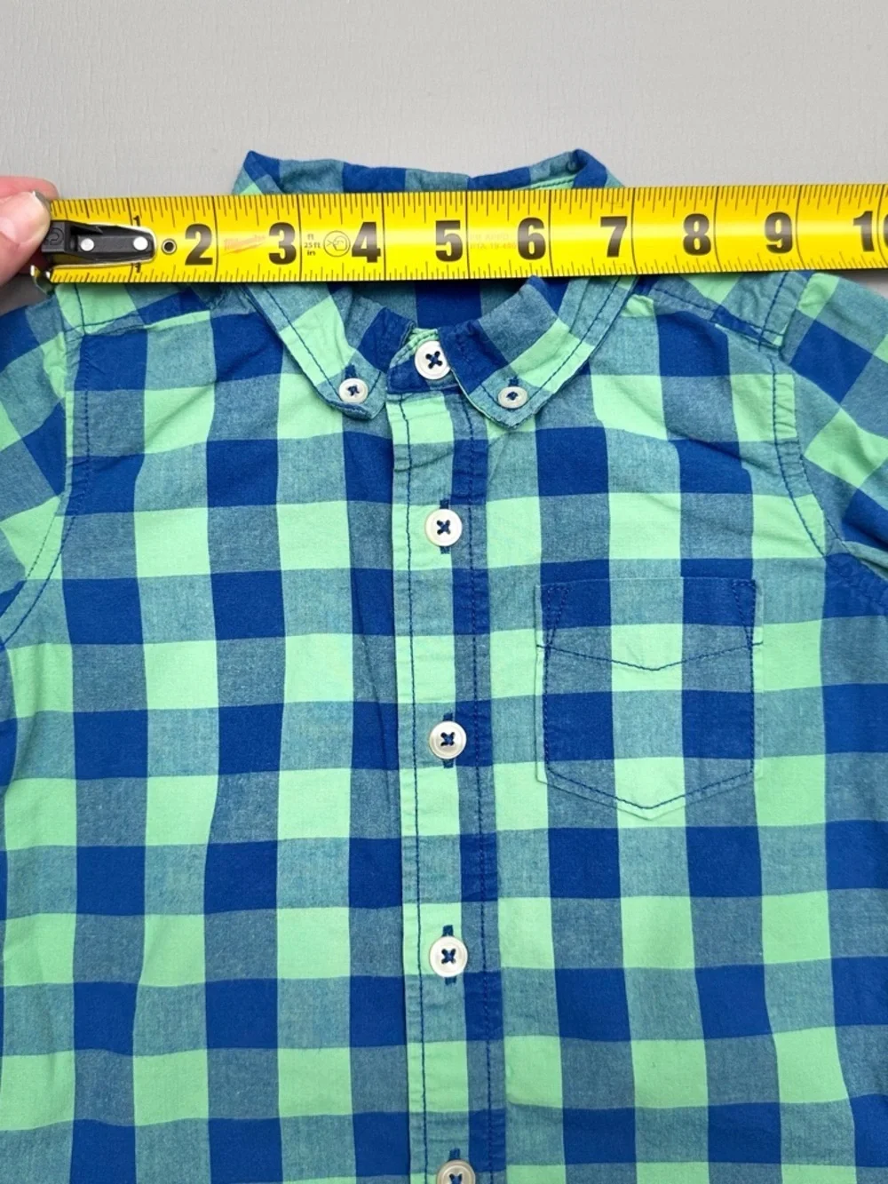 GAP Kids Blue and Green Checkered Button-Down Shirt